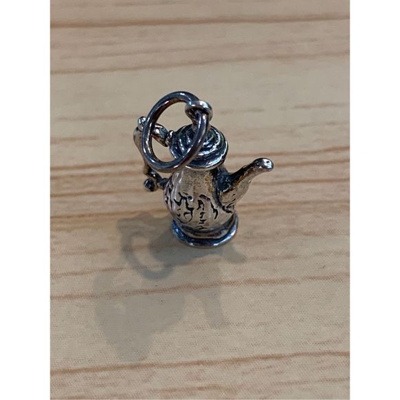 Vintage Coffee Pot Sterling Silver Jewelry Charm - Picture 3 of 5